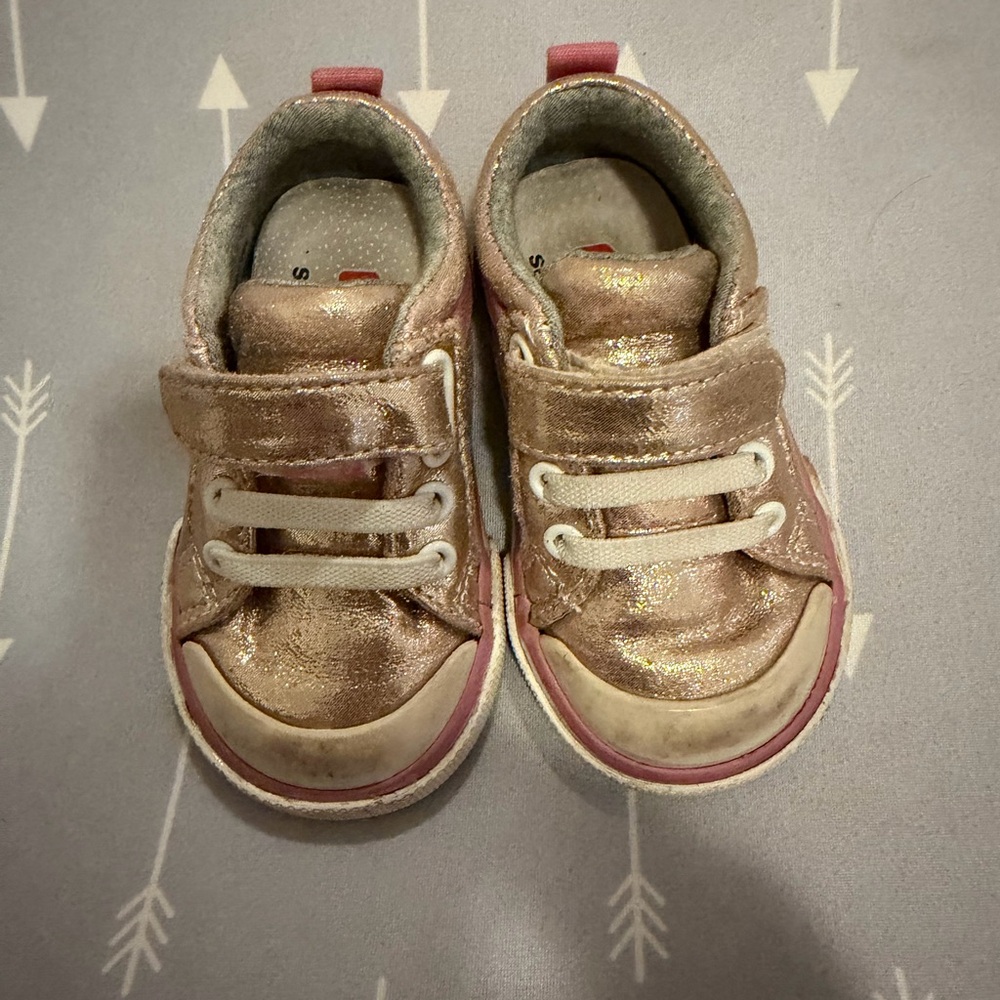 See Kai Run- Toddler Metallic Pink Gold Sparkle Sneakers - Kids Shoes